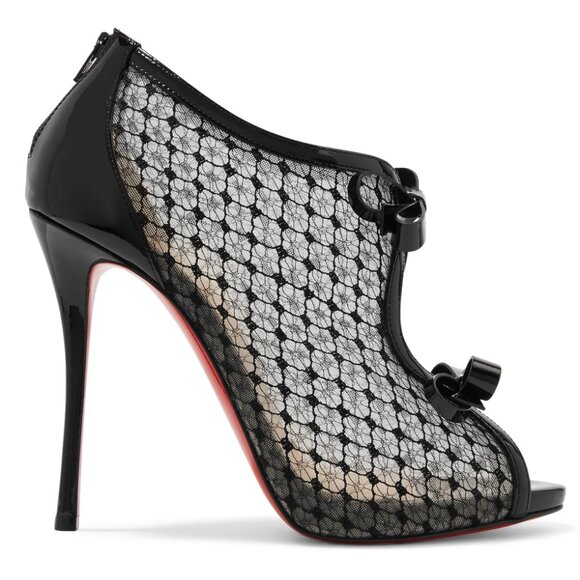 Brand New Christian Louboutin Empiralta 120 Patent Leather Mesh Open Toe Booties - Picture 5 of 12